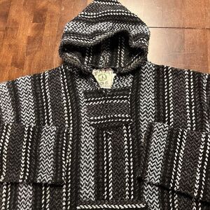 Baja Joe Poncho Hoodie Drug Rug Adult M Blanket Sweatshirt Stripe Boho Travel